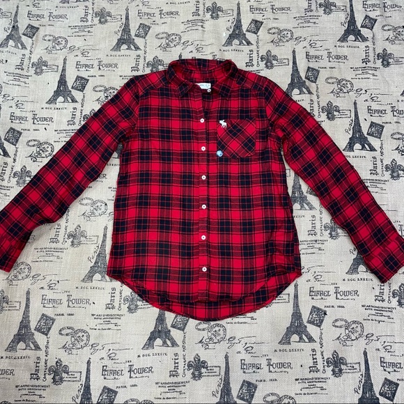 abercrombie kids Other - Abercrombie NWT! Kids Red/Black Plaid Long Sleeve Button Down Shirt Size 13/14